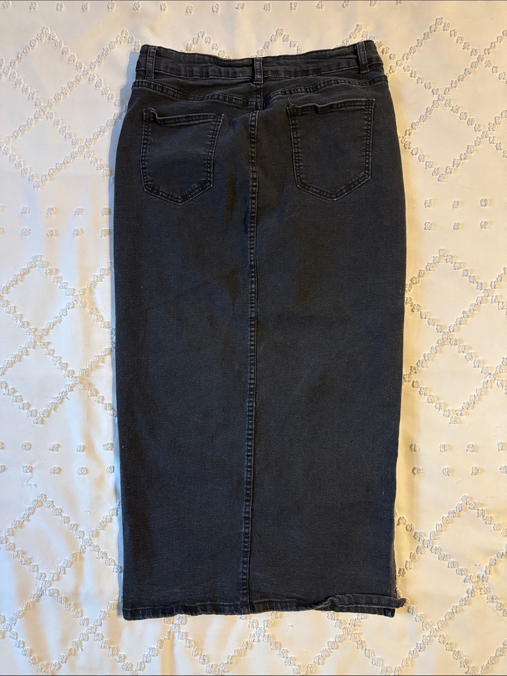 H&M Black Denim Midi Skirt with Front Slit Size Large - Picture 6 of 7